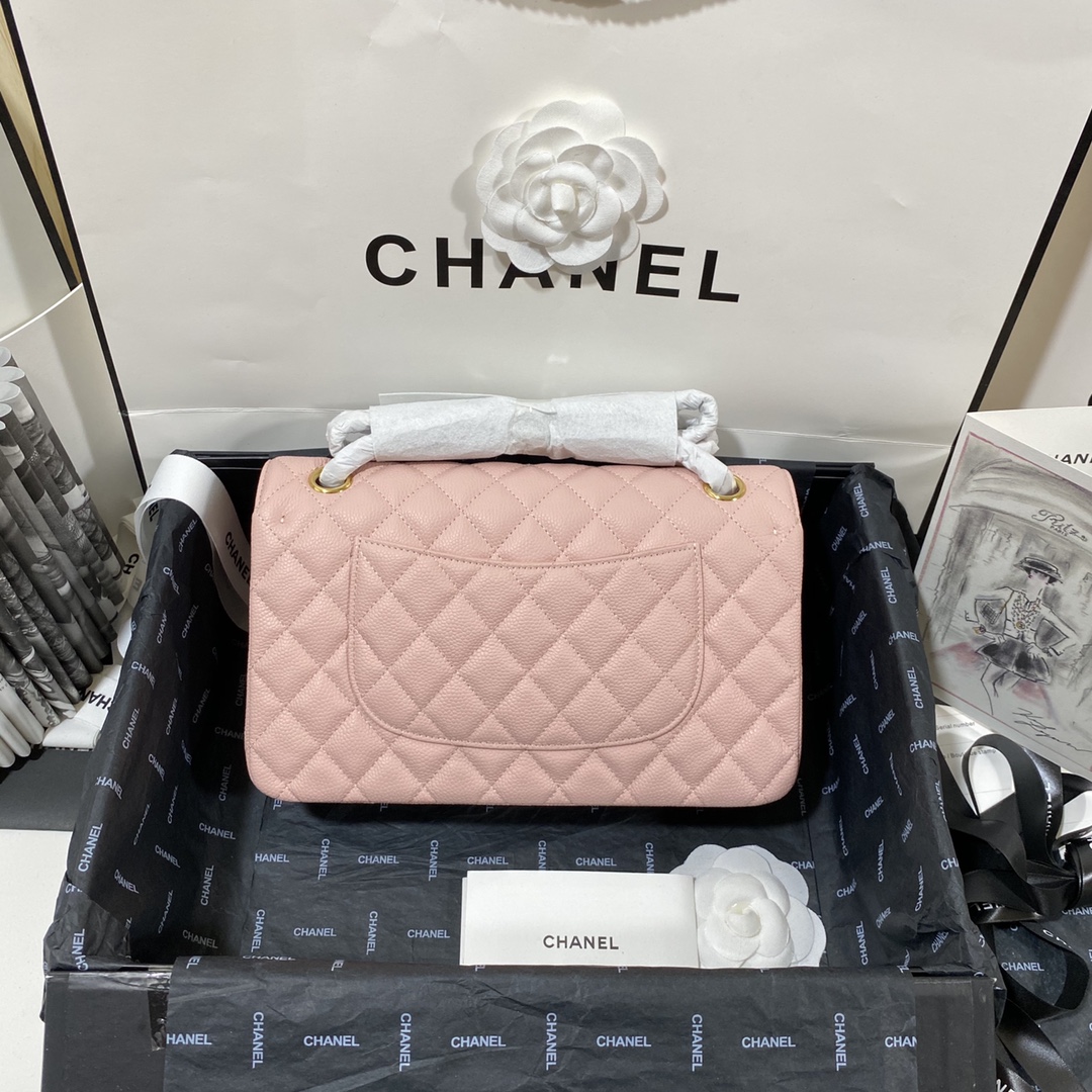 シャネル クラシック フラップ 2.55 チェーンショルダーバッグ 25cm キャビアスキン ピンク 詳細画像 2