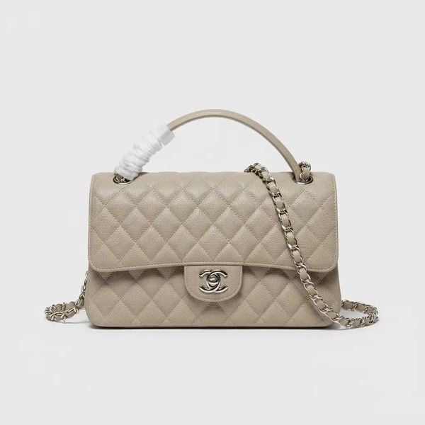 シャネル クラシック フラップ 2.55 チェーンショルダーバッグ 25cm キャビアスキン エレファントグレー