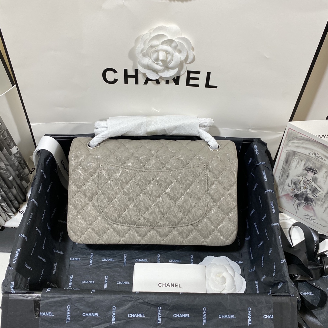 シャネル クラシック フラップ 2.55 チェーンショルダーバッグ 25cm キャビアスキン エレファントグレー 詳細画像 2