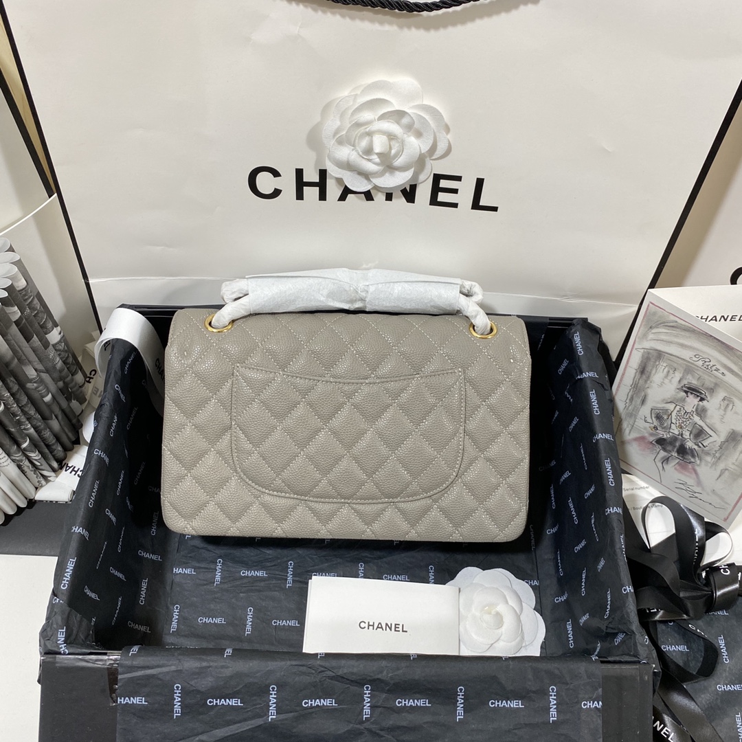シャネル クラシック フラップ マトラッセ チェーンショルダーバッグ 25cm エレファントグレー 詳細画像 2