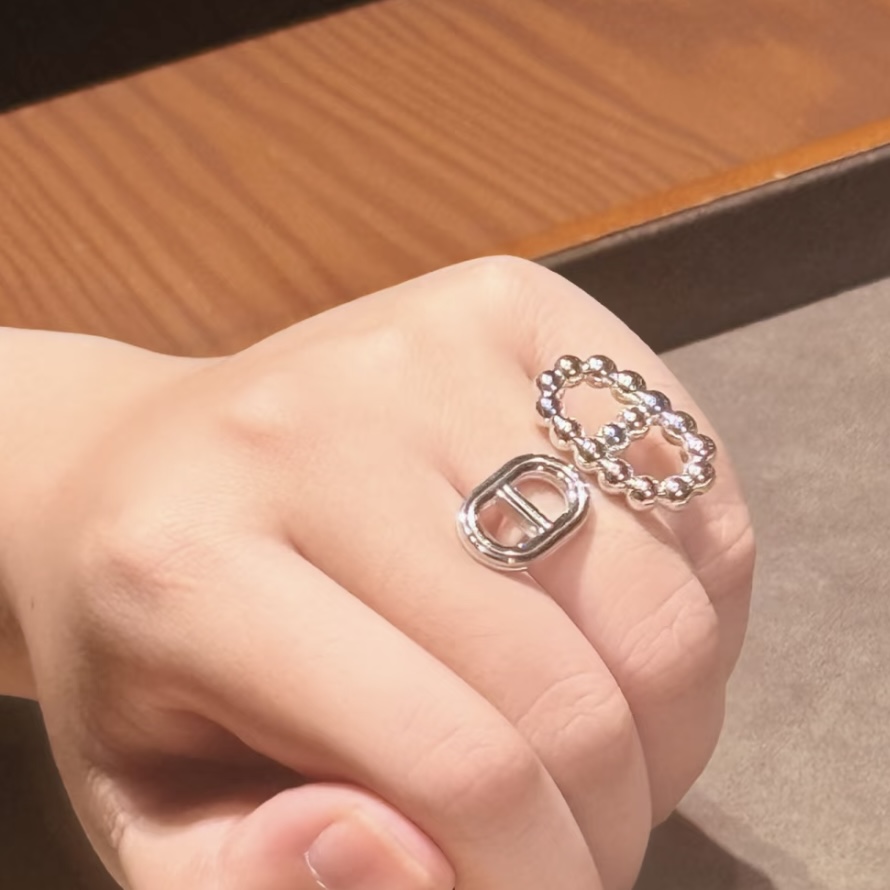 エルメス ピッグノーズモチーフ オープンリング 925スターリングシルバー プラチナカラー A7992 詳細画像 3