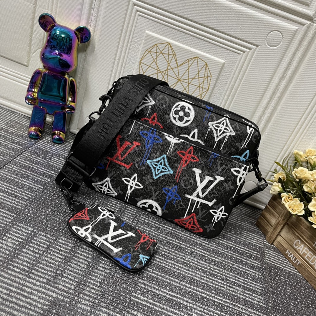 ルイ・ヴィトン Damier Spray トリオ メッセンジャーバッグ ブラック 詳細画像 2
