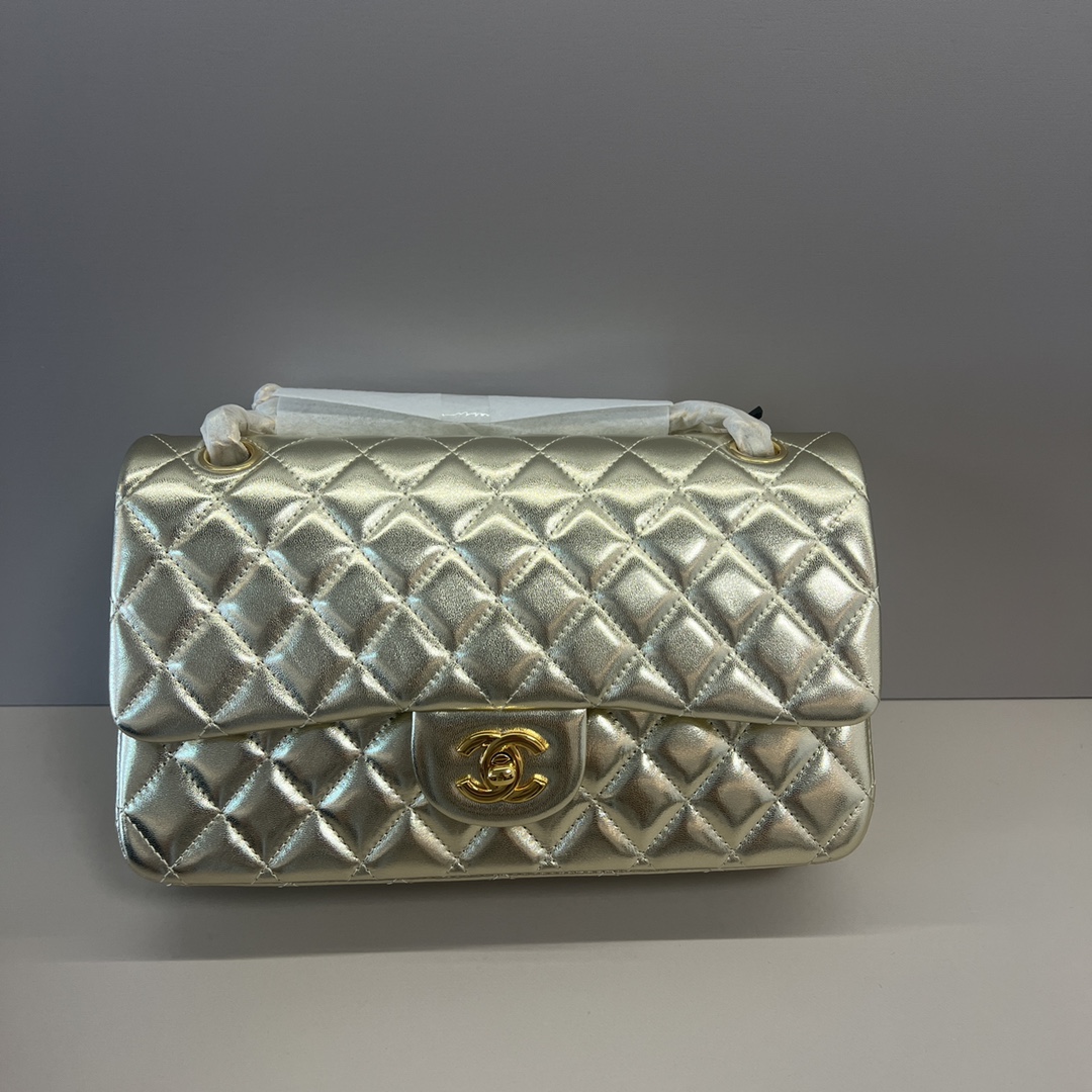 シャネル CF 25cm ダイヤキルティング ラムスキン ゴールド金具 クラシック 2.55 チェーンショルダーバッグ 詳細画像 2