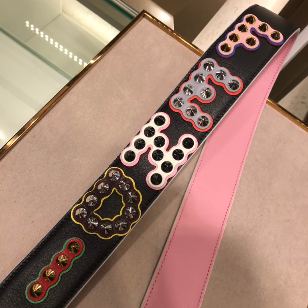 フェンディ Strap You ショルダーストラップ ブラック ピンク 詳細画像 2