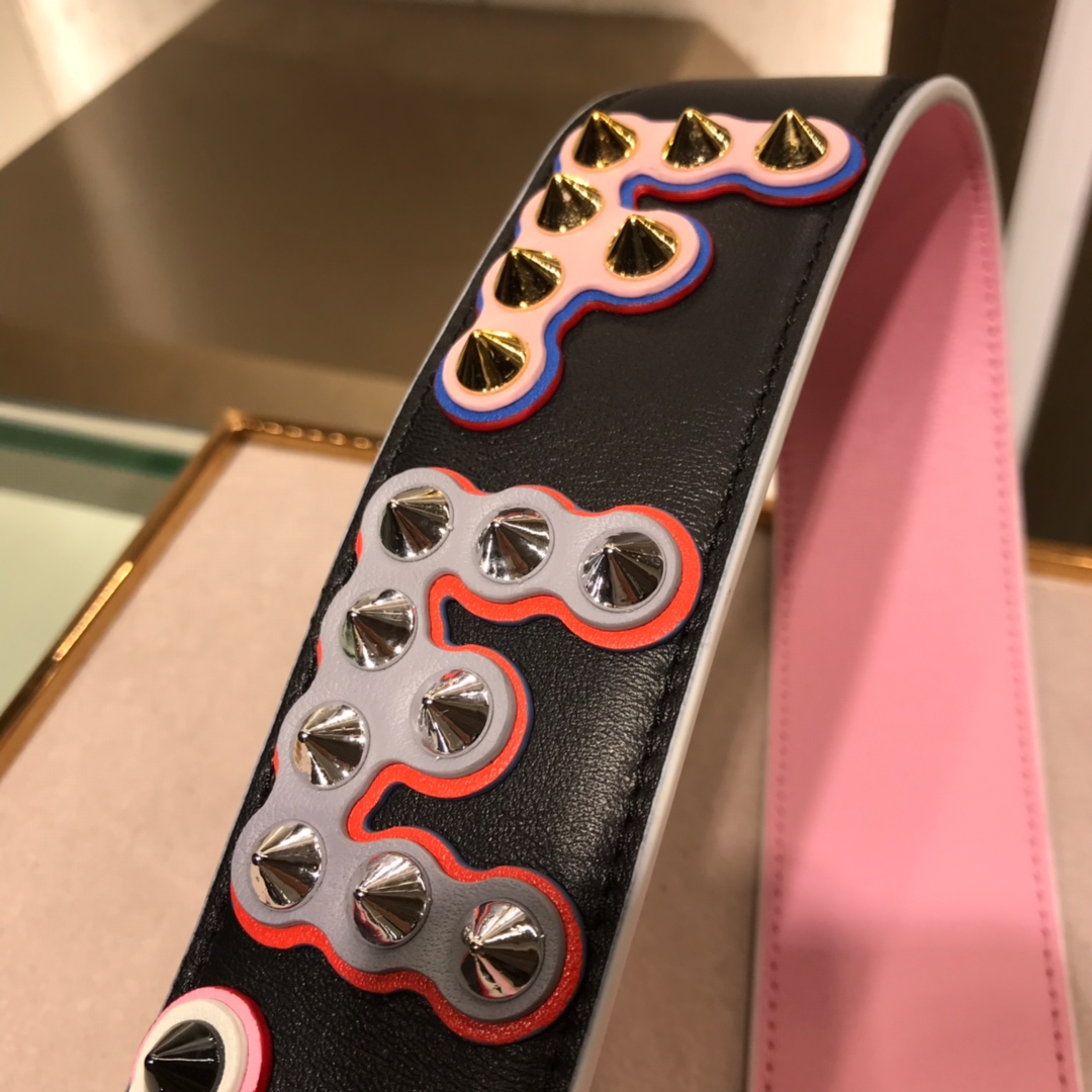 フェンディ Strap You ショルダーストラップ ブラック ピンク 詳細画像 3