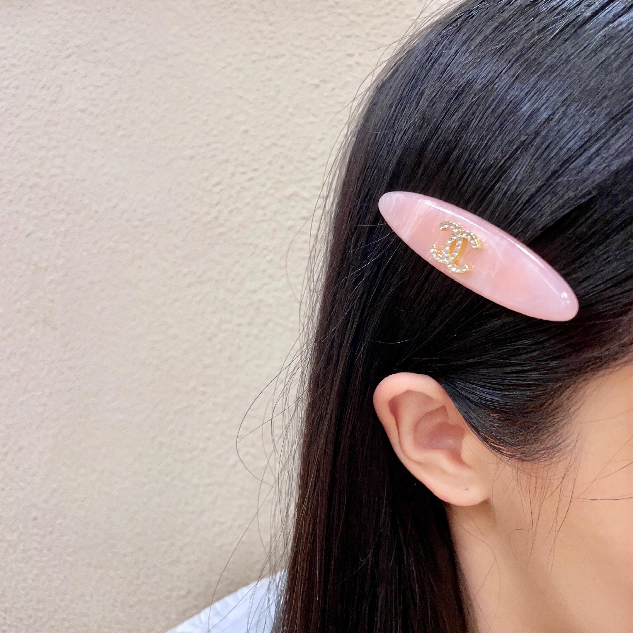 シャネル スモールロゴ レター ヘアクリップ ピンク 詳細画像 2