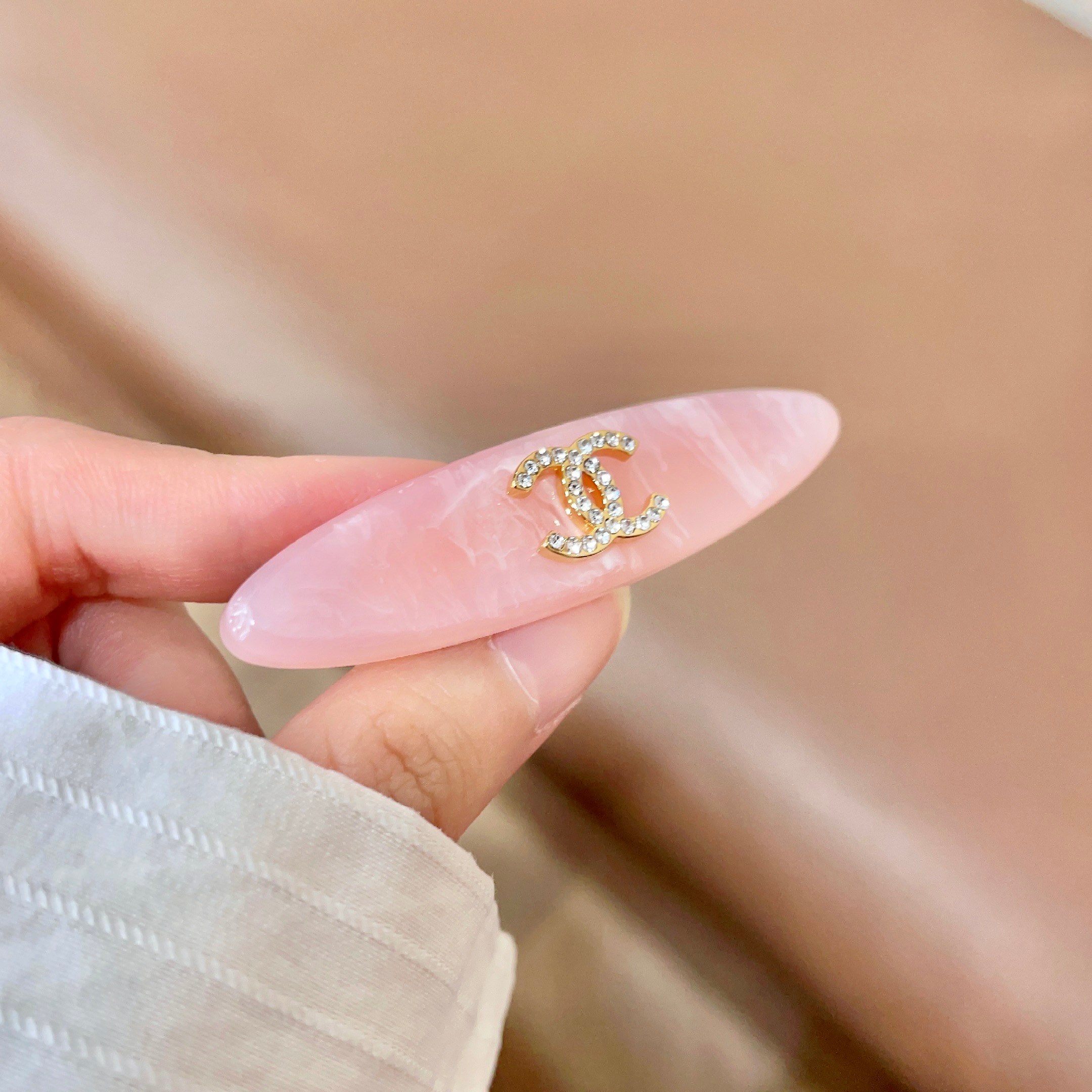 シャネル スモールロゴ レター ヘアクリップ ピンク 詳細画像 3