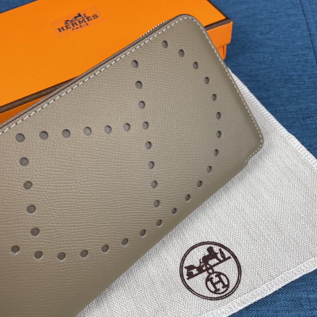 エルメス エヴリン ロングジップウォレット トープグレー 詳細画像 3