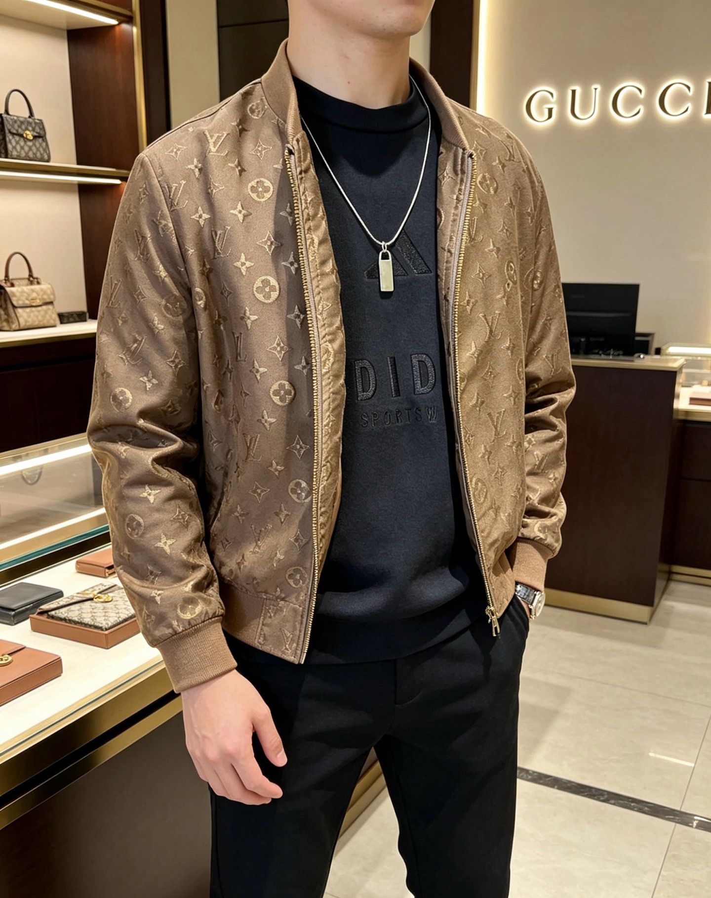 グッチ アンガーフォレスト エイジド加工 プレートペンダント チェーンネックレス シルバー 詳細画像 3