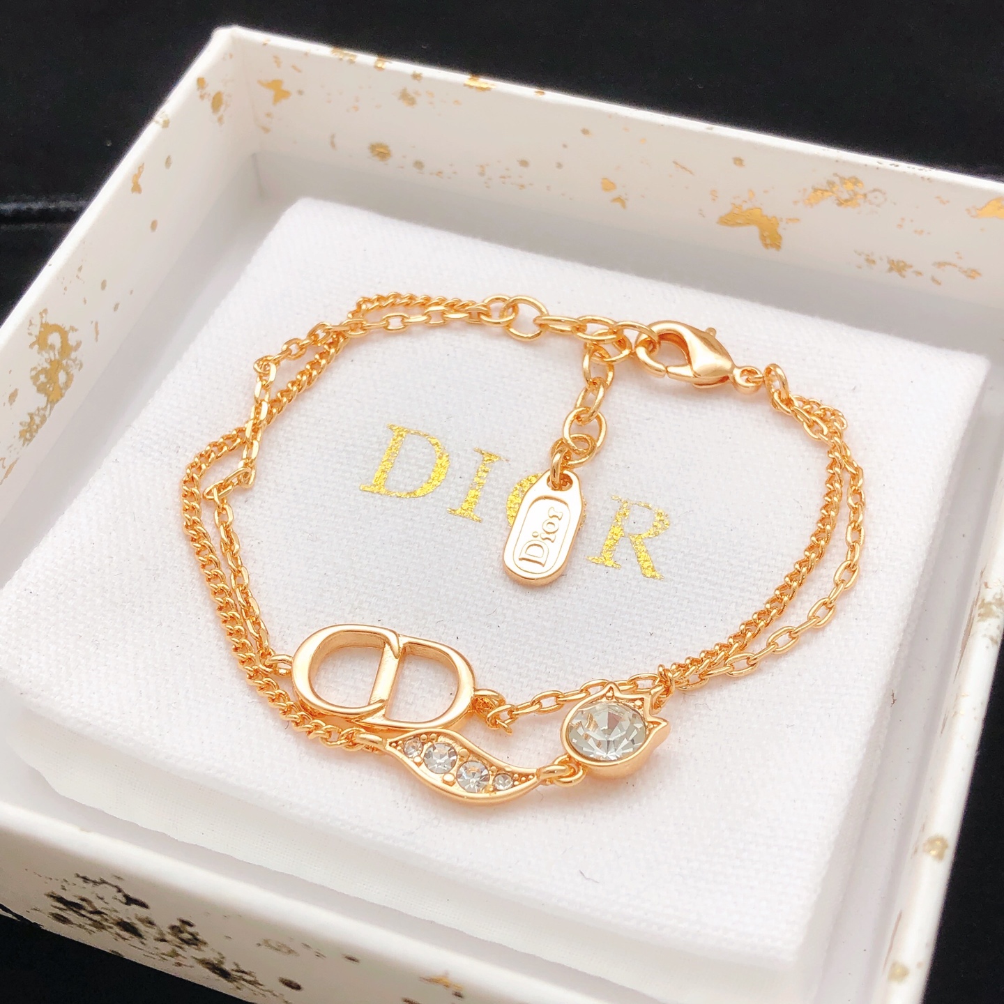 ディオール ダブルレイヤー ホースアイ ブレスレット ローズゴールド DSL0317 詳細画像 1