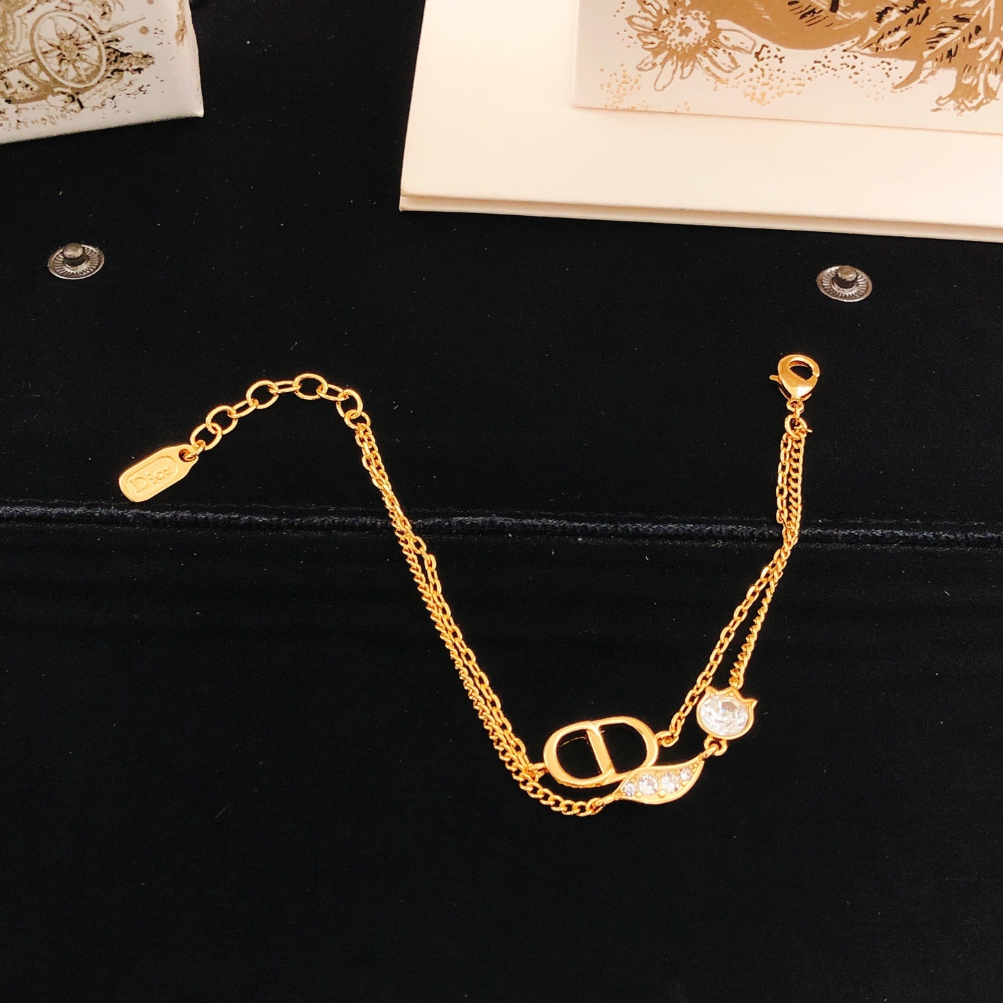 ディオール ダブルレイヤー ホースアイ ブレスレット ゴールド 詳細画像 3