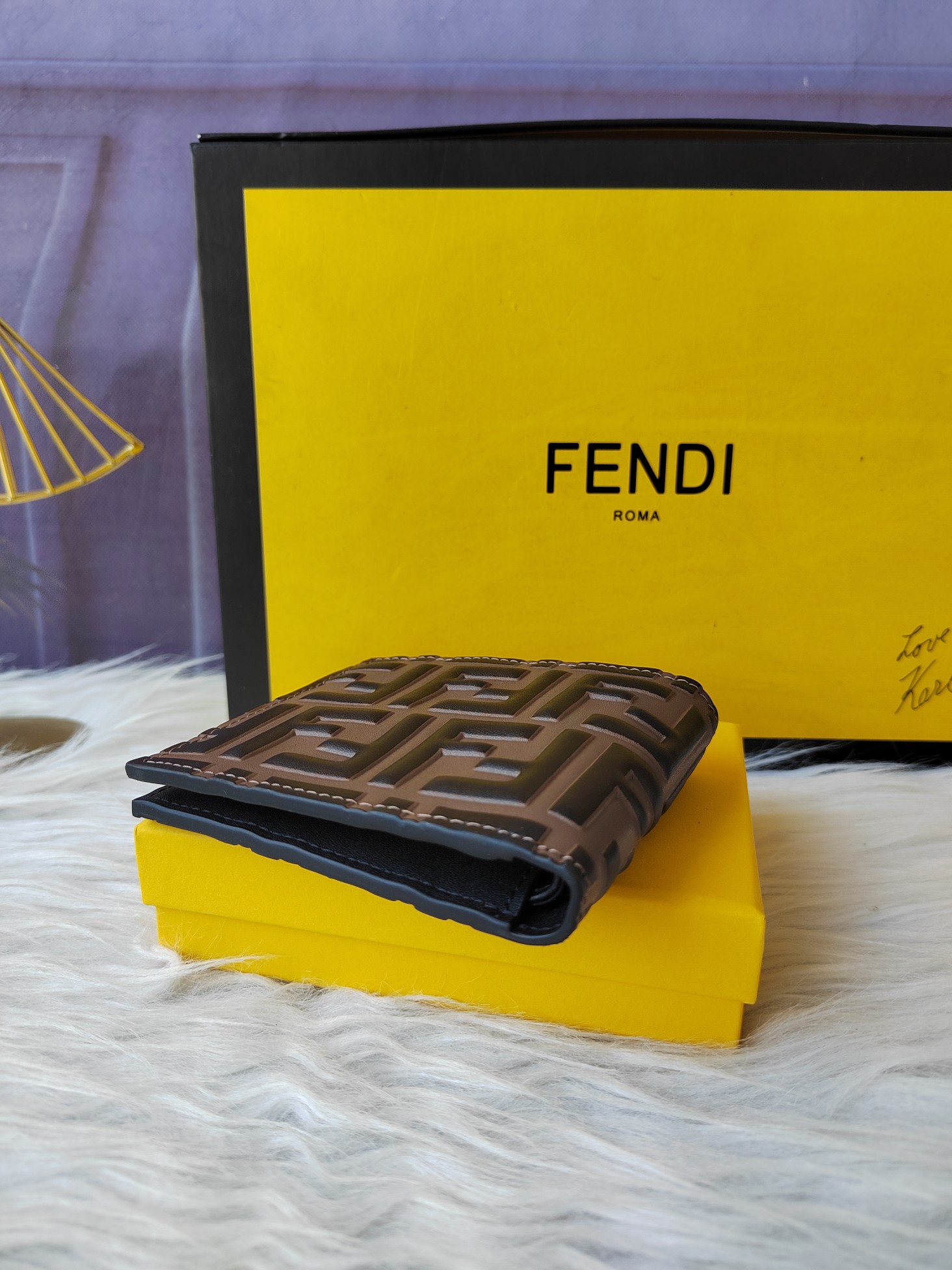フェンディ FFモチーフ 二つ折り財布 ブラウン ブラック 詳細画像 3