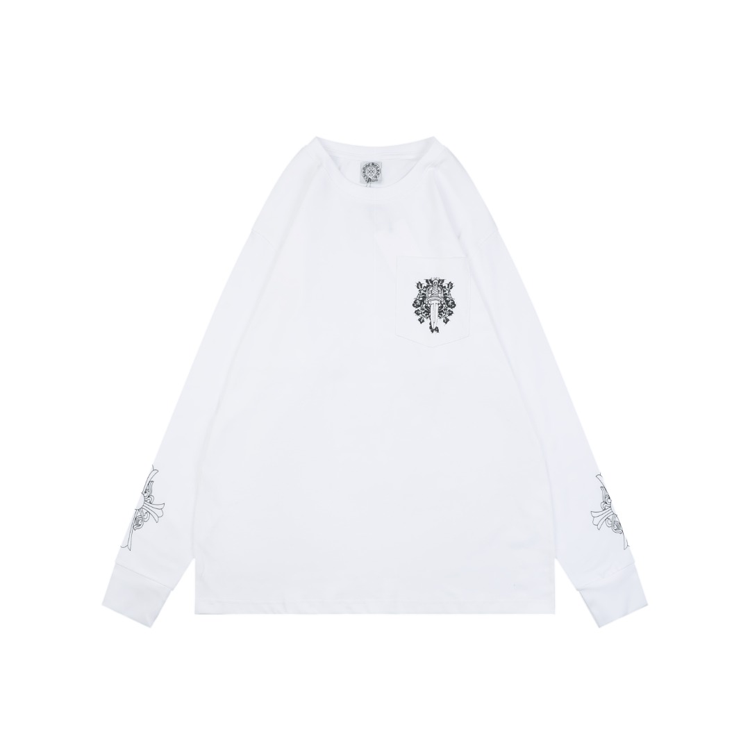 クロムハーツ ポケット ヴァイン ソード プリント ロングスリーブTシャツ ホワイト 詳細画像 1