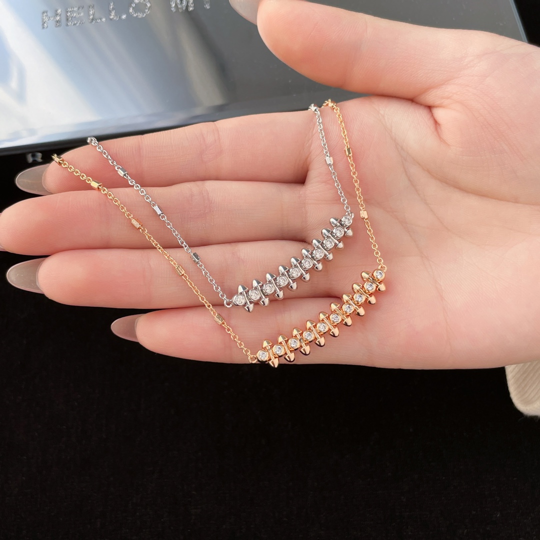 カルティエ クラッシュ ドゥ カルティエ スタッドダイヤモンド ネックレス シルバー ローズゴールド 詳細画像 1