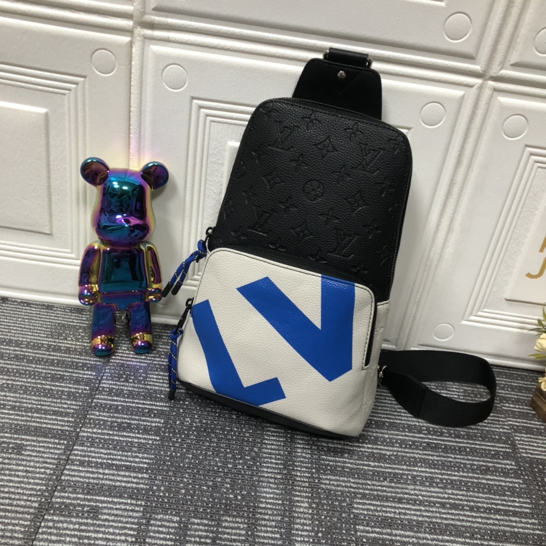 ルイ・ヴィトン Avenue スリングバッグ ブラック ホワイト ブルー 詳細画像 1