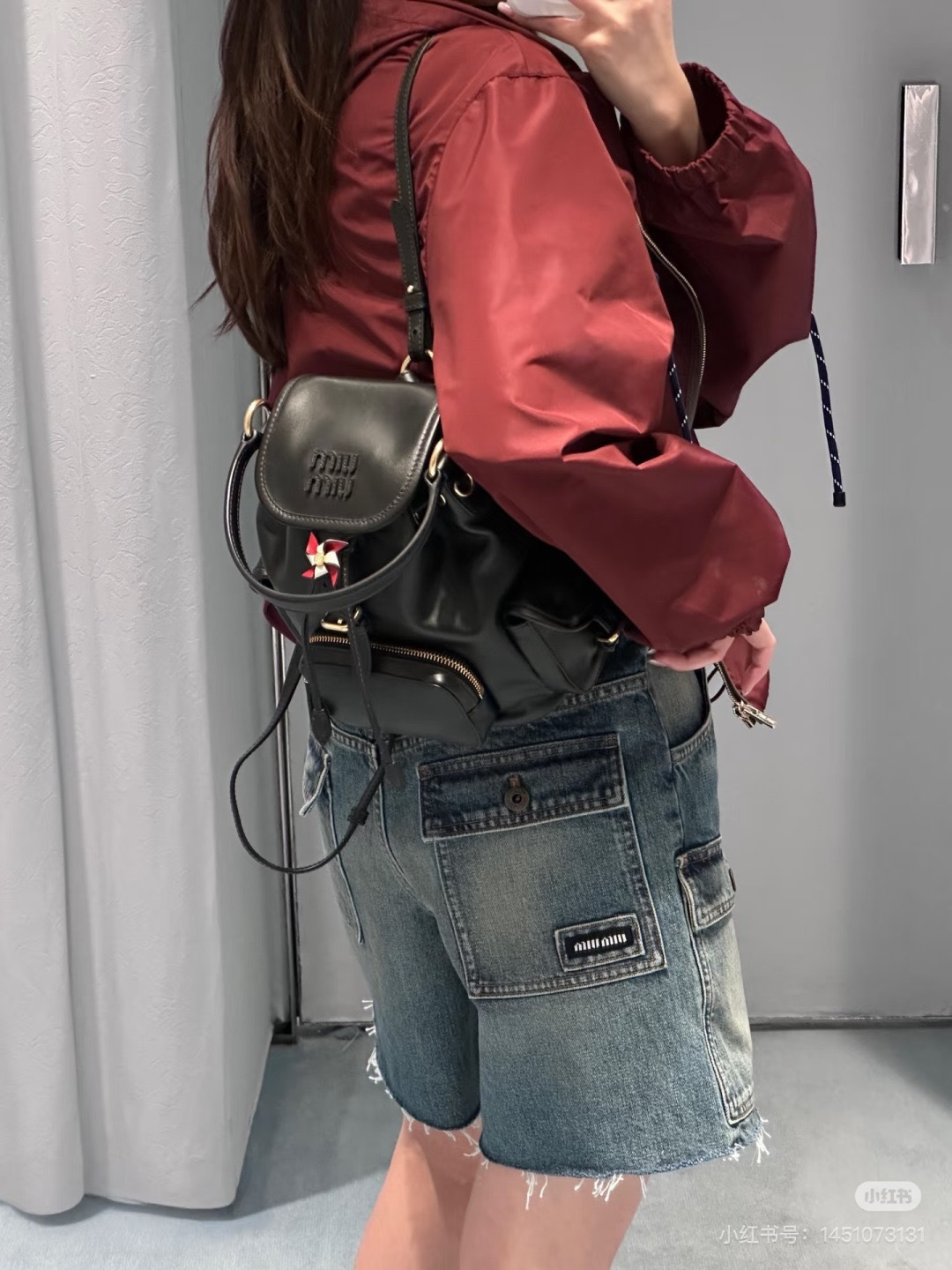ミュウミュウ デニム カーゴ マルチポケット ショートパンツ ウォッシュブルー 詳細画像 3