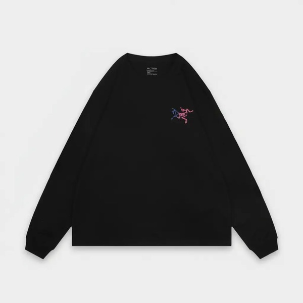 グラデーション スケルトンプリント ロングスリーブTシャツ ブラック