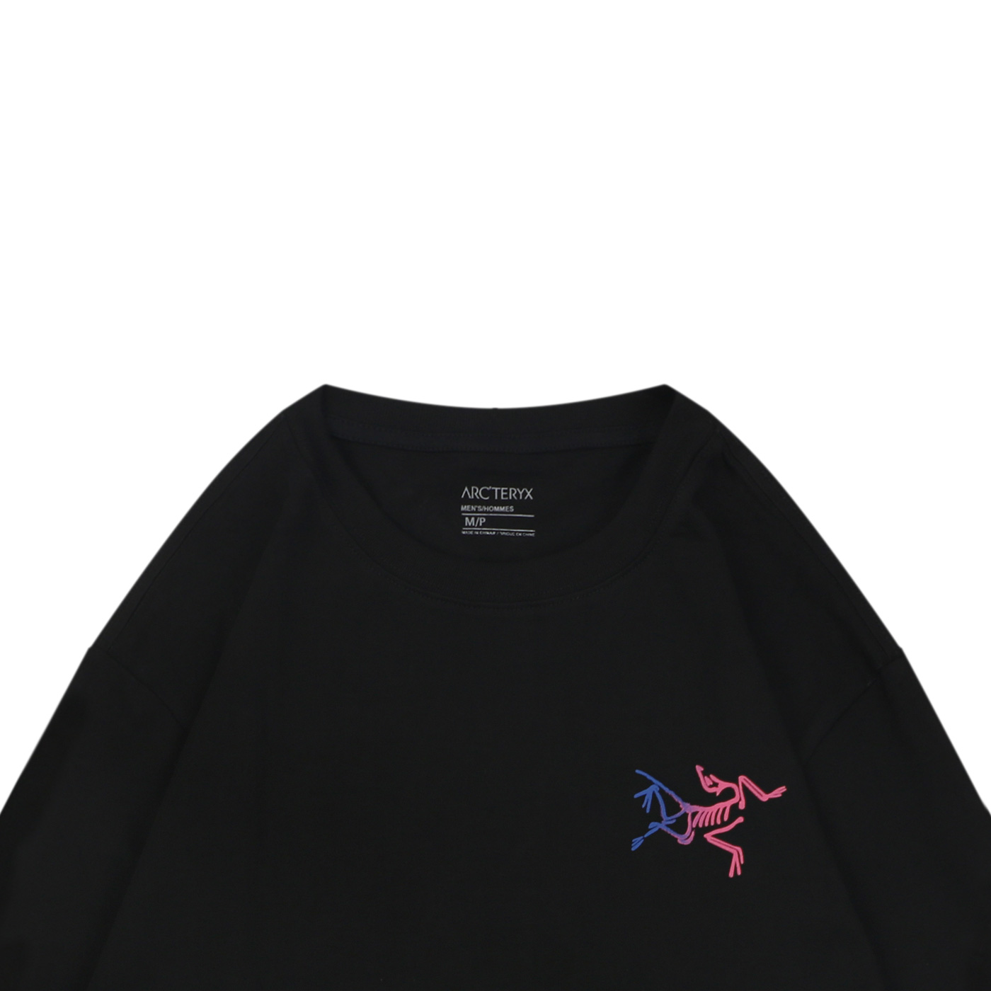 グラデーション スケルトンプリント ロングスリーブTシャツ ブラック 詳細画像 3