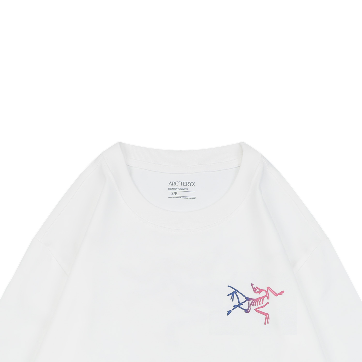 前後ブルーパープルグラデーション スケルトンプリント ロングTシャツ ホワイト 詳細画像 3