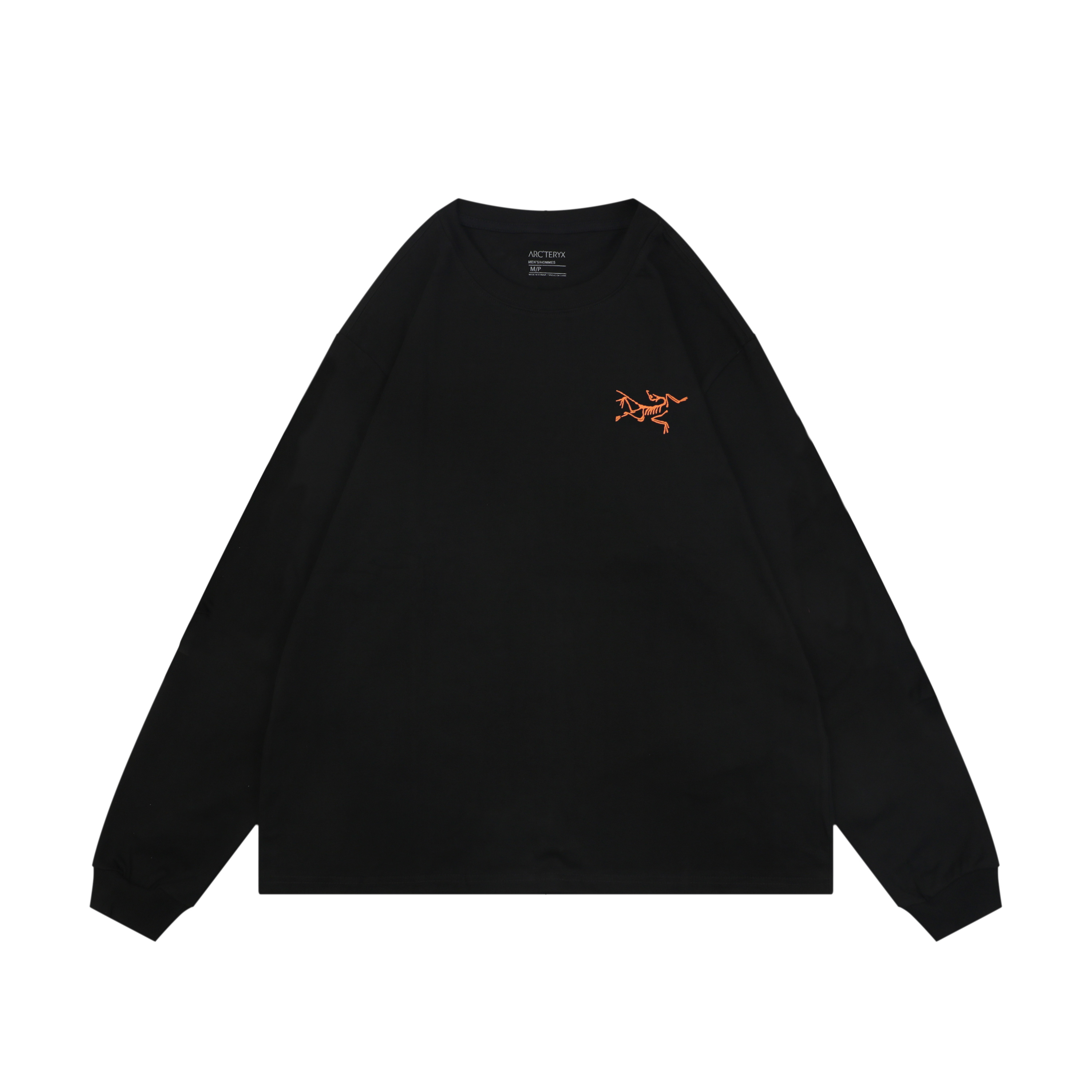 グリッドスケルトン レタープリント 長袖Tシャツ ブラック 詳細画像 1