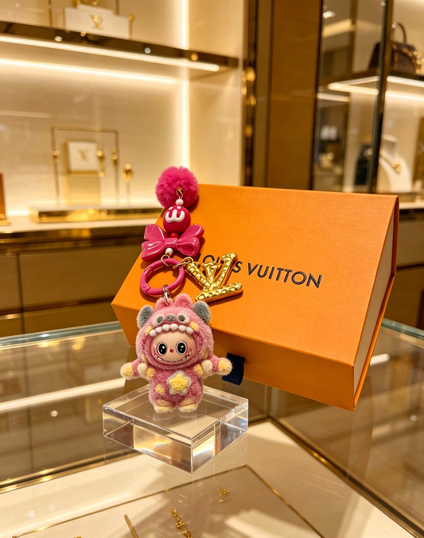 ルイ・ヴィトン ラブブ コラボ キーリング バッグチャーム ピンク 詳細画像 1