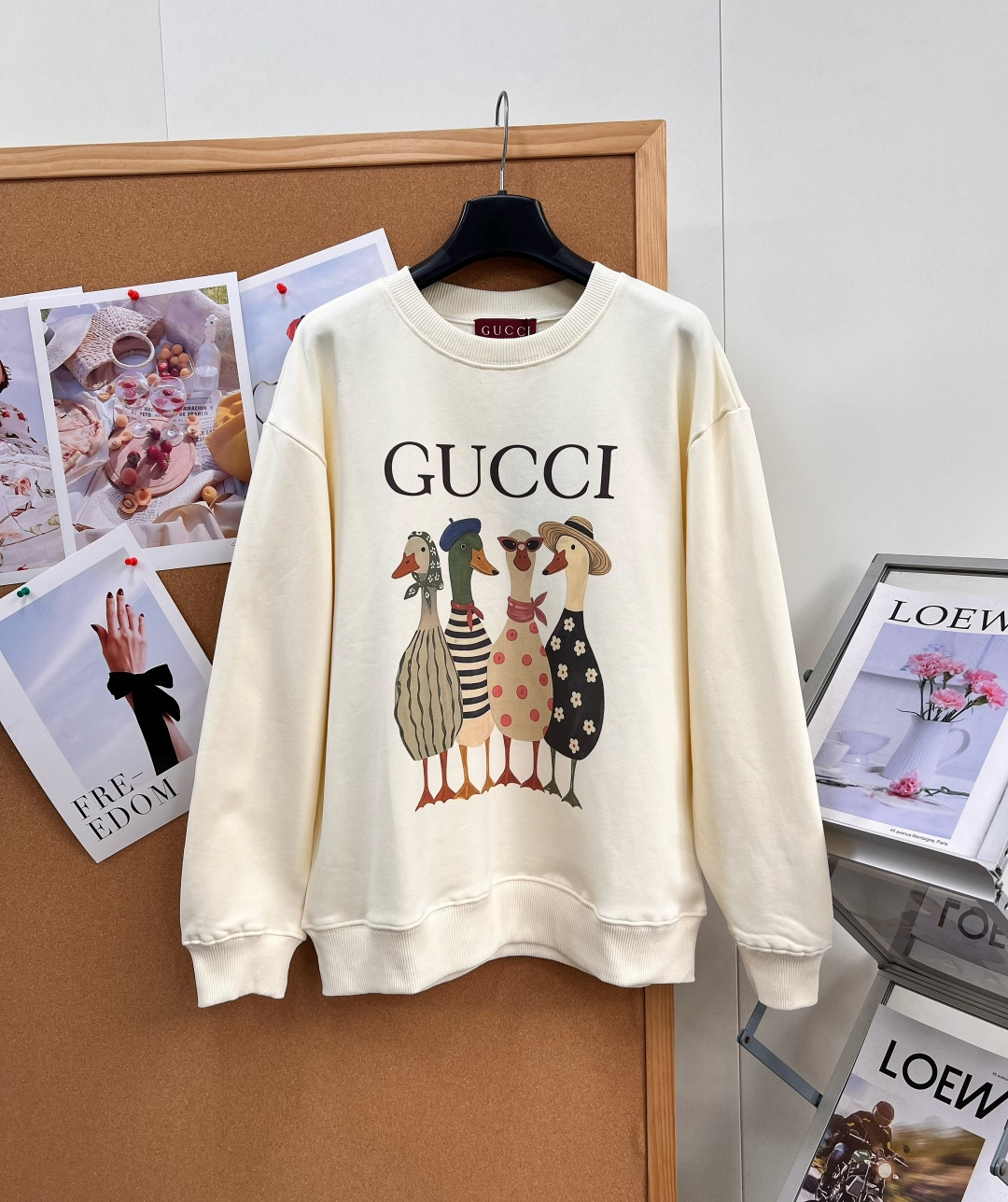 グッチ ダックプリント ロゴ スウェット オフホワイト G655260 詳細画像 1
