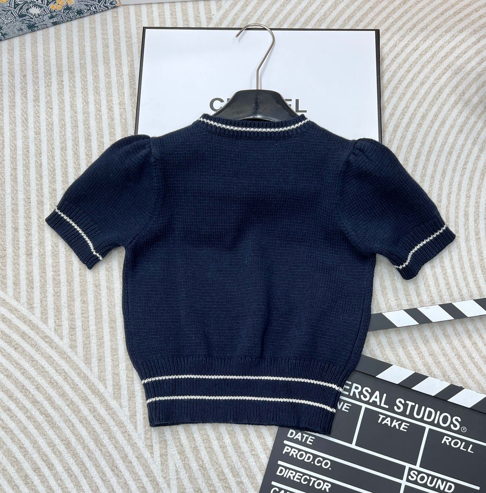 ディオール スター刺繍 パフショルダー レタージャカード ニット半袖トップス アイボリー 0341290 詳細画像 2