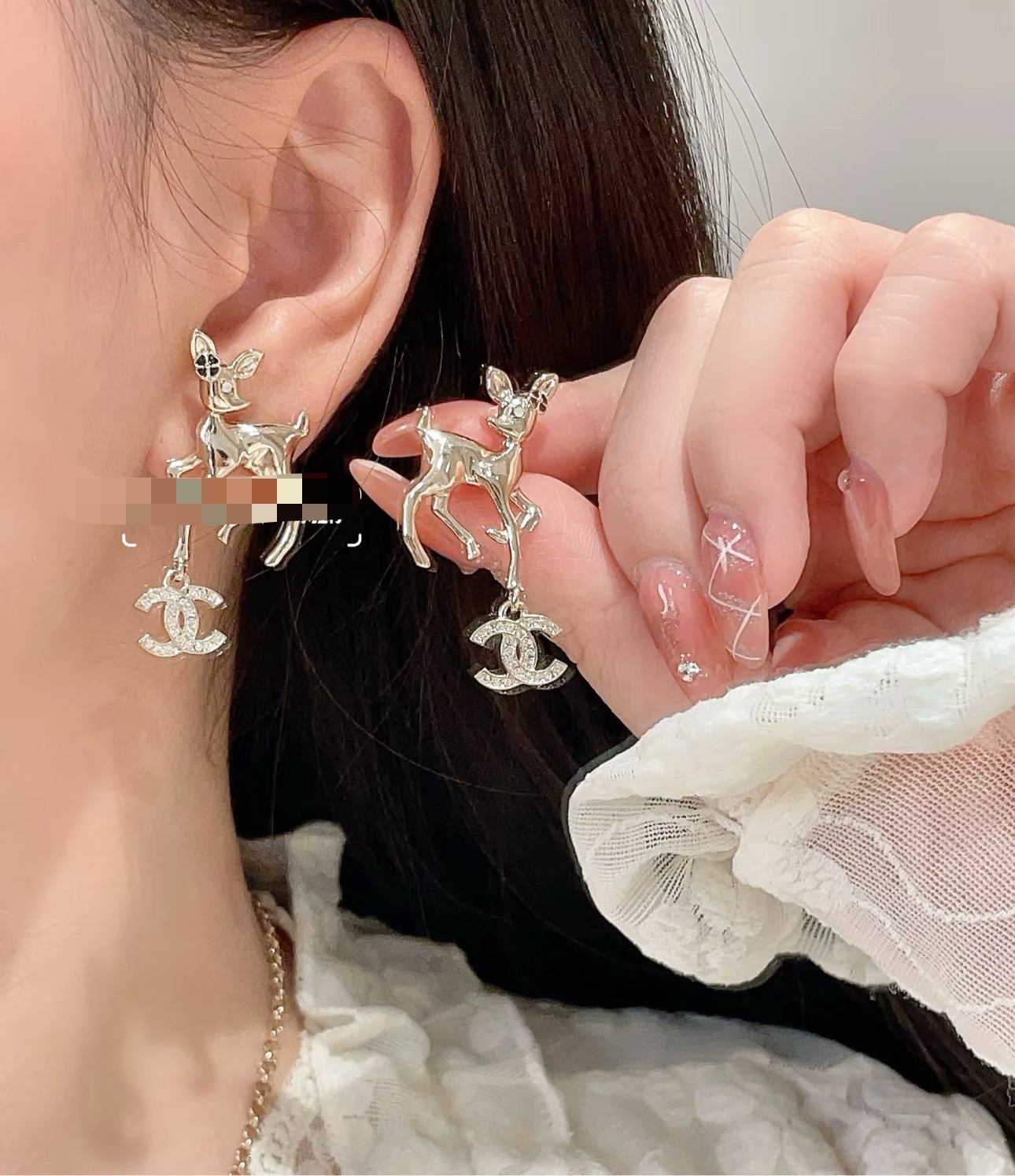 シャネル 小鹿モチーフ ピアス ゴールド 詳細画像 3