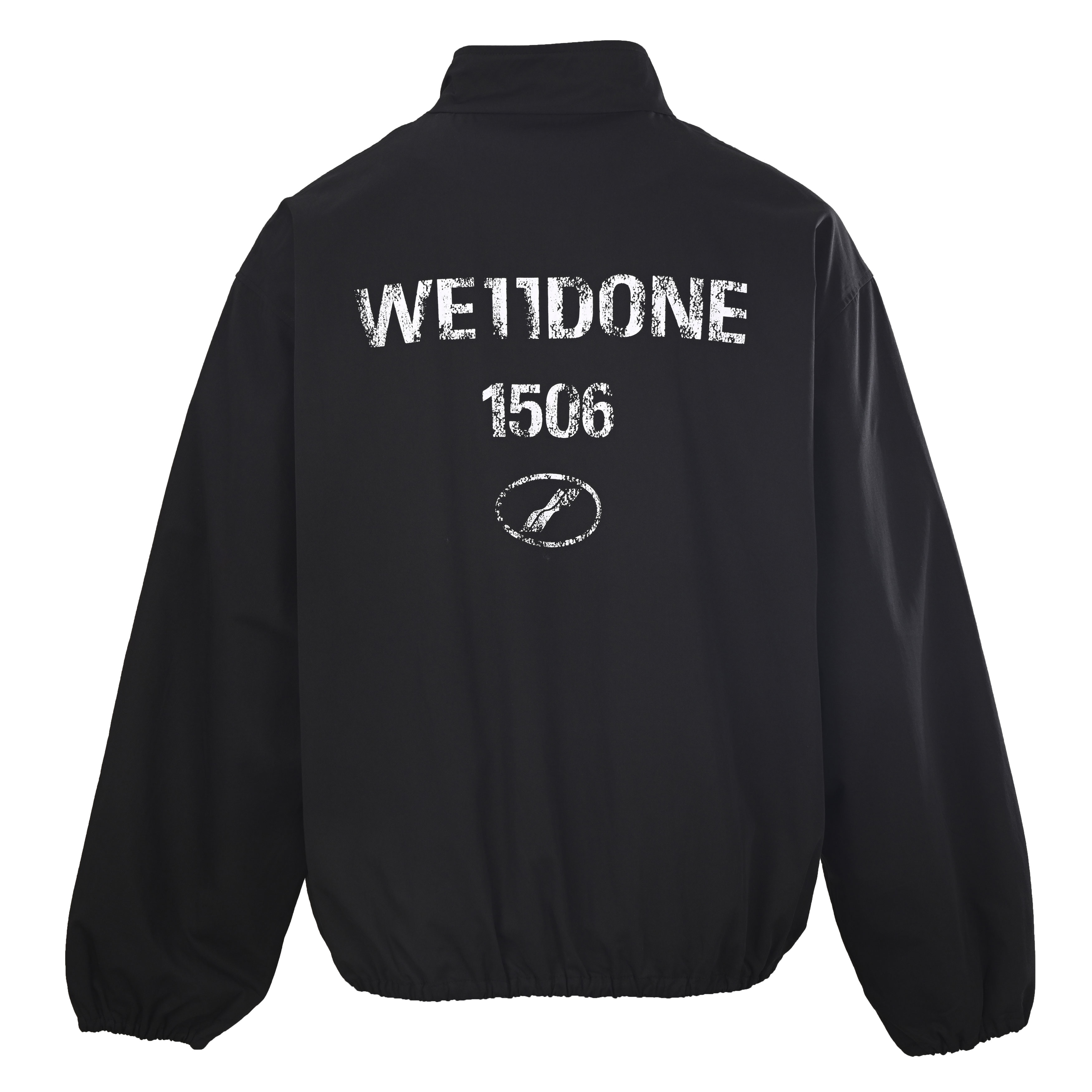 ウェルダン 前後プリント ダメージ加工 ジップ スタンドカラー ジャケット ブラック WE11DONE 詳細画像 3