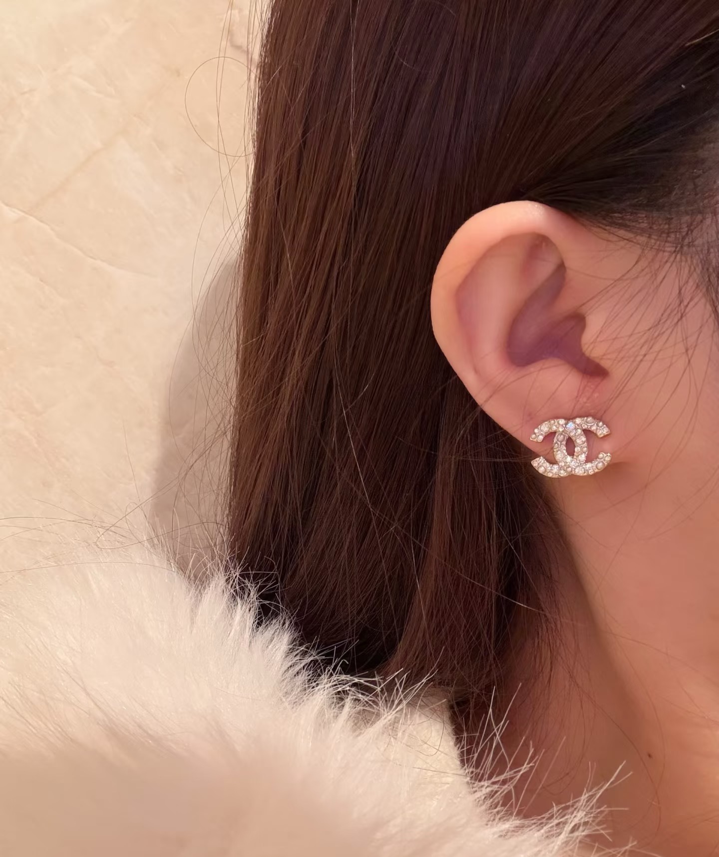 シャネル CCロゴ パール クリスタル ピアス ゴールド 詳細画像 3