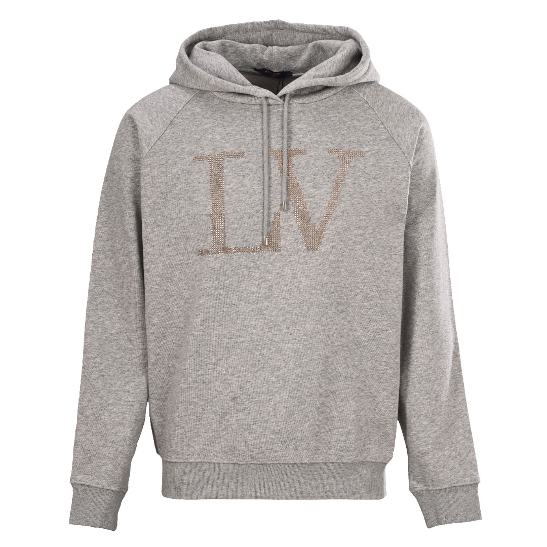 ルイ・ヴィトン LV ラインストーン レタリング パーカー グレー 詳細画像 1