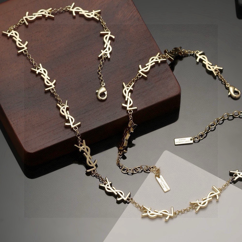 サンローラン YSL ロゴ ネックレス ブレスレット ゴールド 詳細画像 3