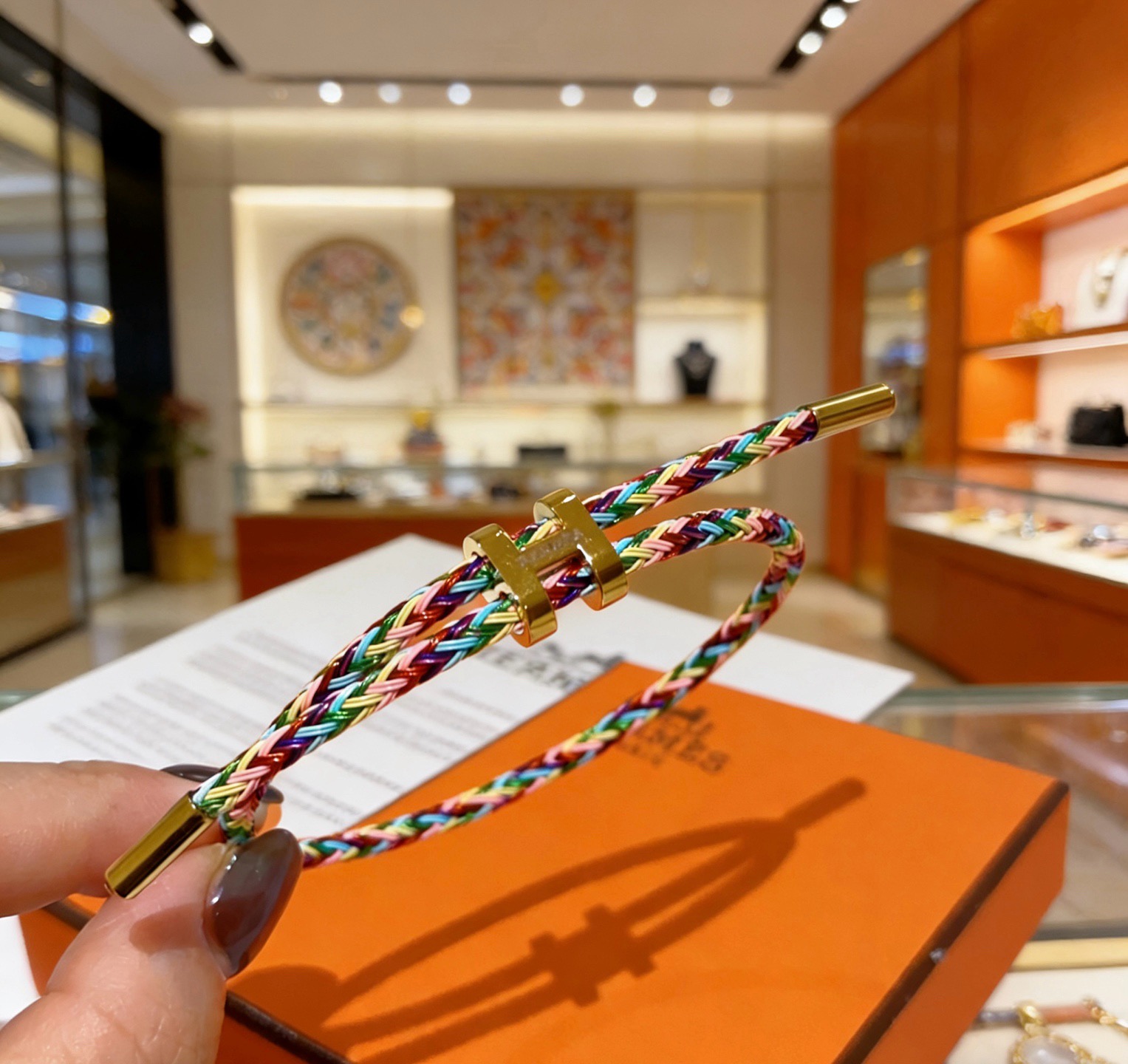 エルメス 編みコード ブレスレット マルチカラー ゴールド 詳細画像 1