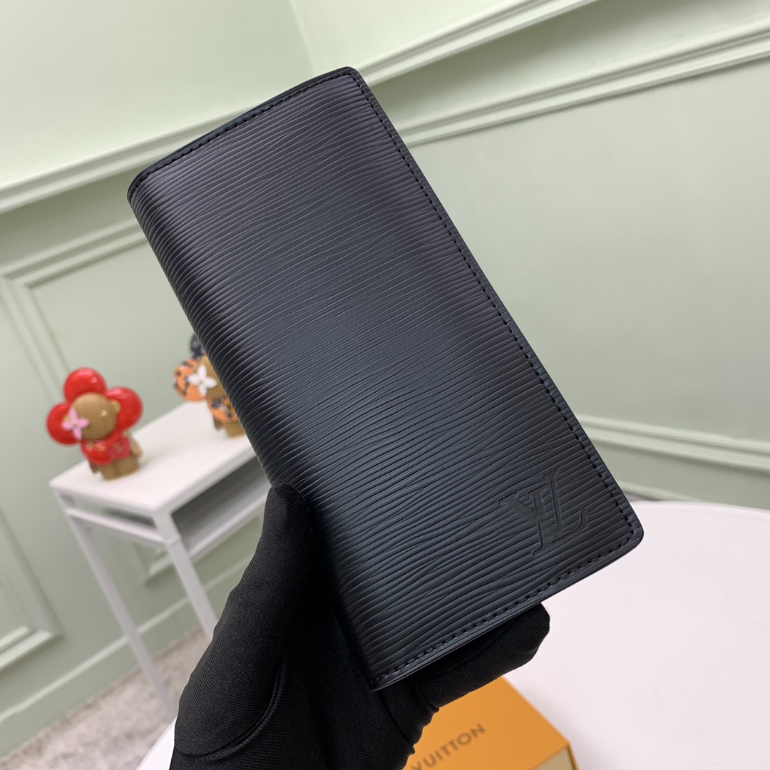 ルイ・ヴィトン ブラザ ウォレット エピレザー 二つ折り長財布 ブラック 詳細画像 3