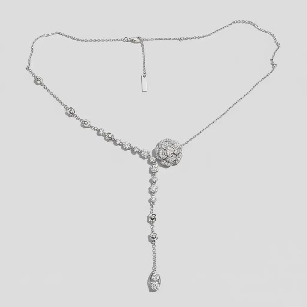 シャネル カメリア タッセル ネックレス シルバー A0060