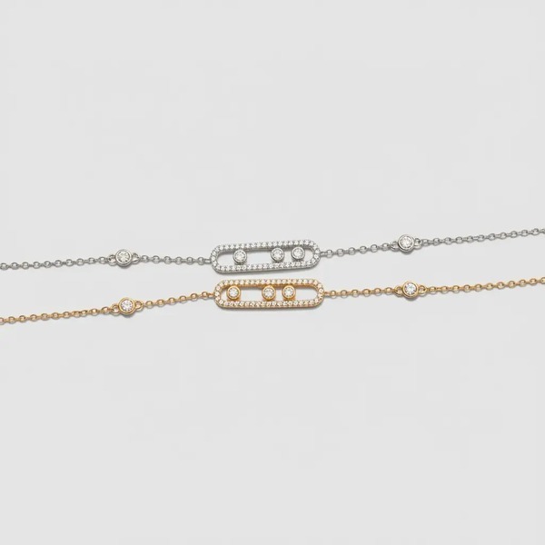 メシカ ムーブ ダイヤモンド ブレスレット 925シルバー K金メッキ ホワイトゴールド ローズゴールド S0101