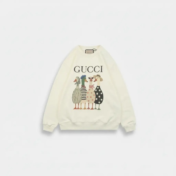 グッチ ダックプリント クルーネック スウェットシャツ アイボリー