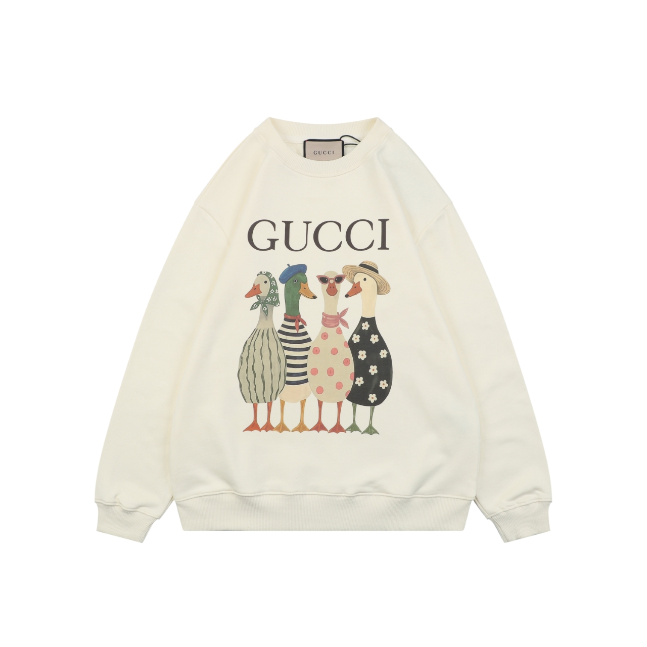 グッチ ダックプリント クルーネック スウェットシャツ アイボリー 詳細画像 1