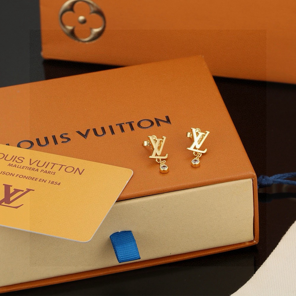 ルイ・ヴィトン LV ロゴ スタッドピアス ゴールド 詳細画像 1