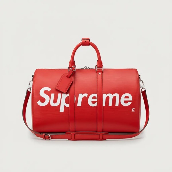 ルイ・ヴィトン Supreme キーポル・バンドリエール 45 トラベルバッグ レッド
