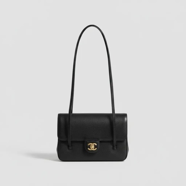 シャネル 26P Preppy Coco キャビアレザー フラップ ショルダーバッグ ブラック 6130S35