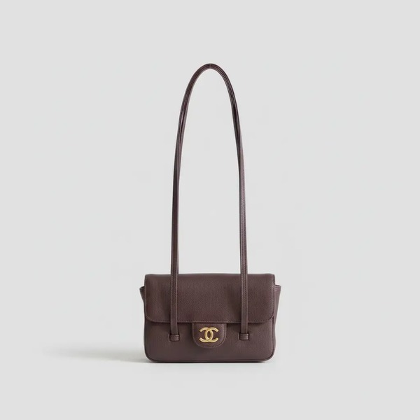 シャネル 26P Preppy Coco スモール フラップバッグ ダークブラウン 5068S33