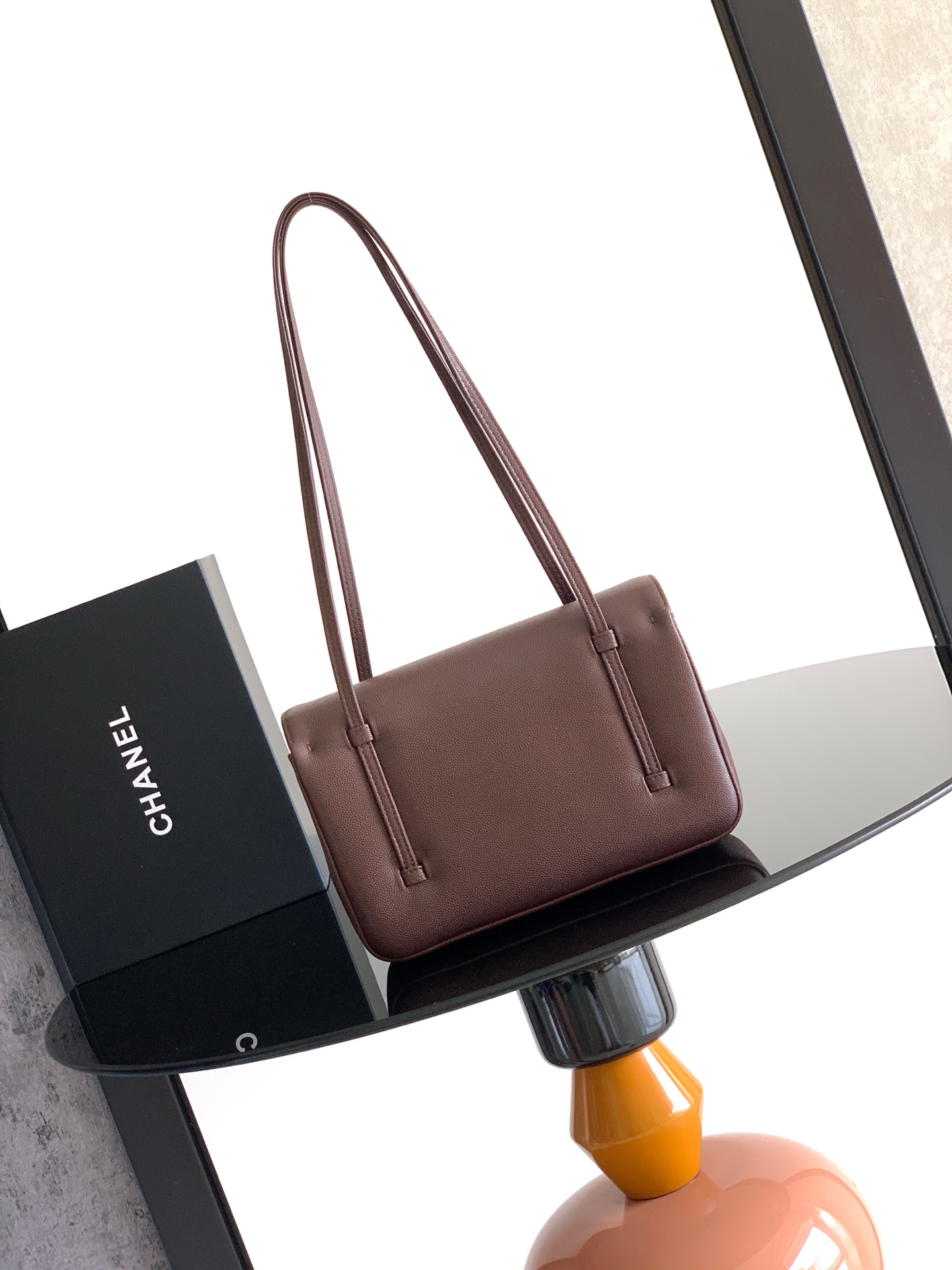シャネル 26P Preppy Coco シボ感カーフスキン ショルダーバッグ ダークブラウン 6130S35 詳細画像 3