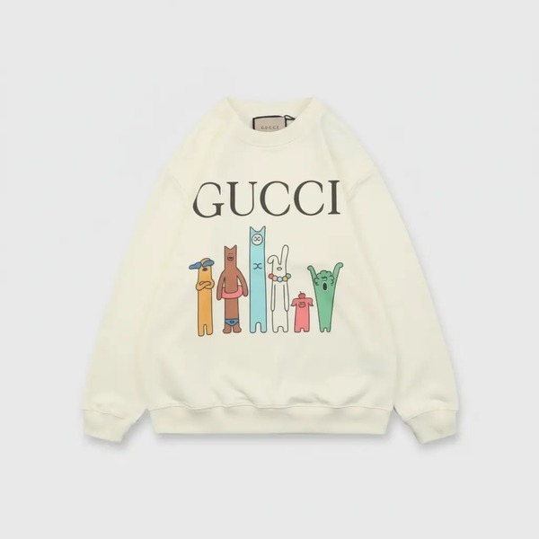 グッチ プリント クルーネック スウェット クリーム