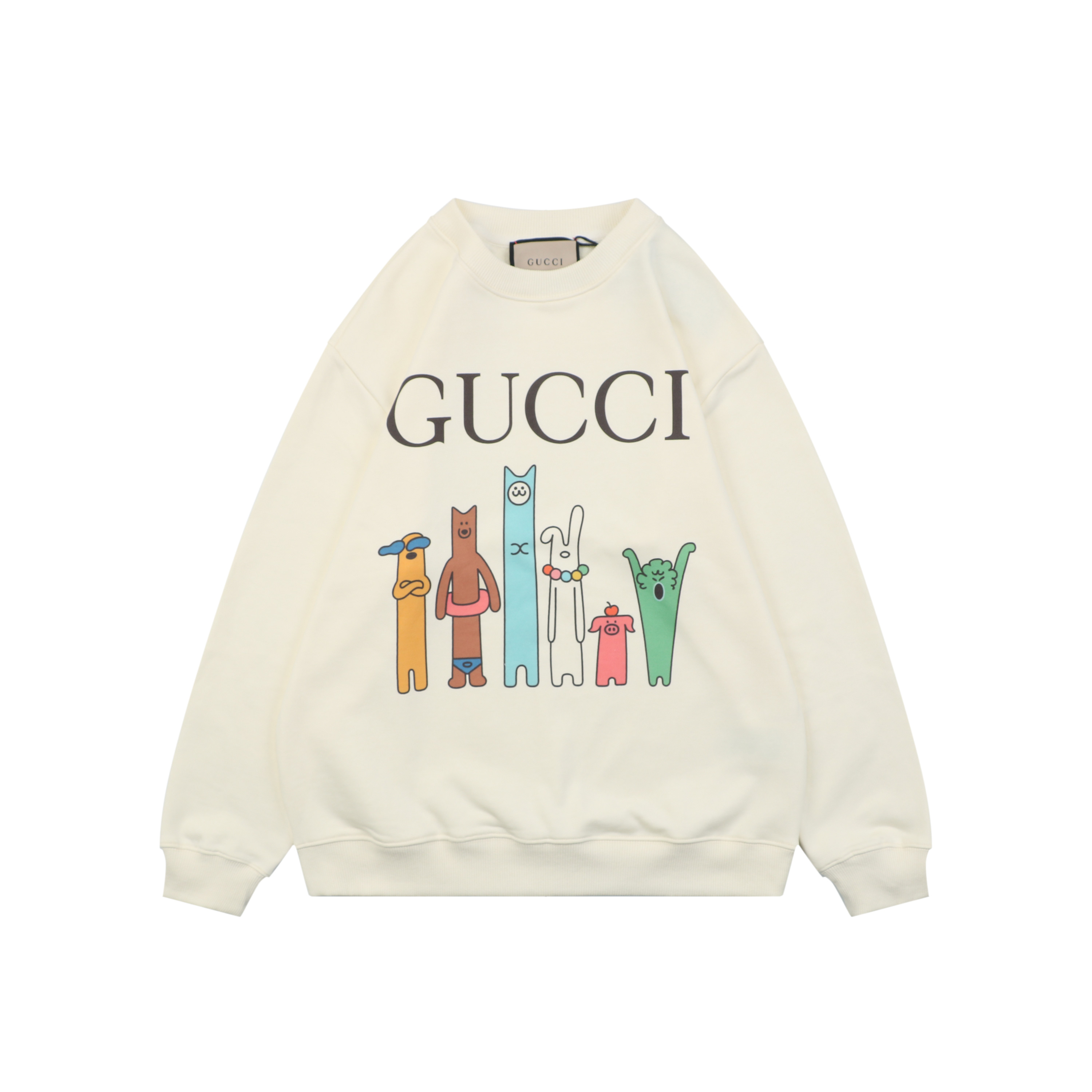 グッチ プリント クルーネック スウェット クリーム 詳細画像 1