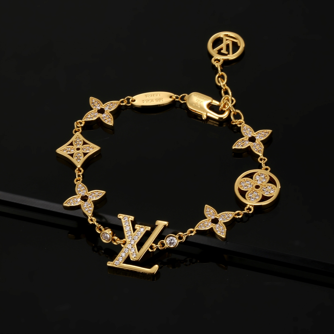 ルイ・ヴィトン LV レター モノグラムフラワー ブレスレット ゴールド 詳細画像 2