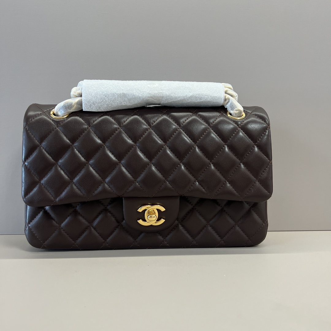 シャネル クラシック 2.55 CF 25cm ダイヤキルト ラムスキン チェーンショルダーバッグ ダークブラウン ゴールド金具 詳細画像 1