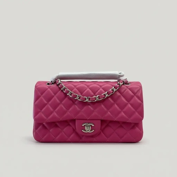 シャネル クラシックフラップ 2.55 ラムスキン チェーンショルダーバッグ 25cm ローズピンク シルバー金具