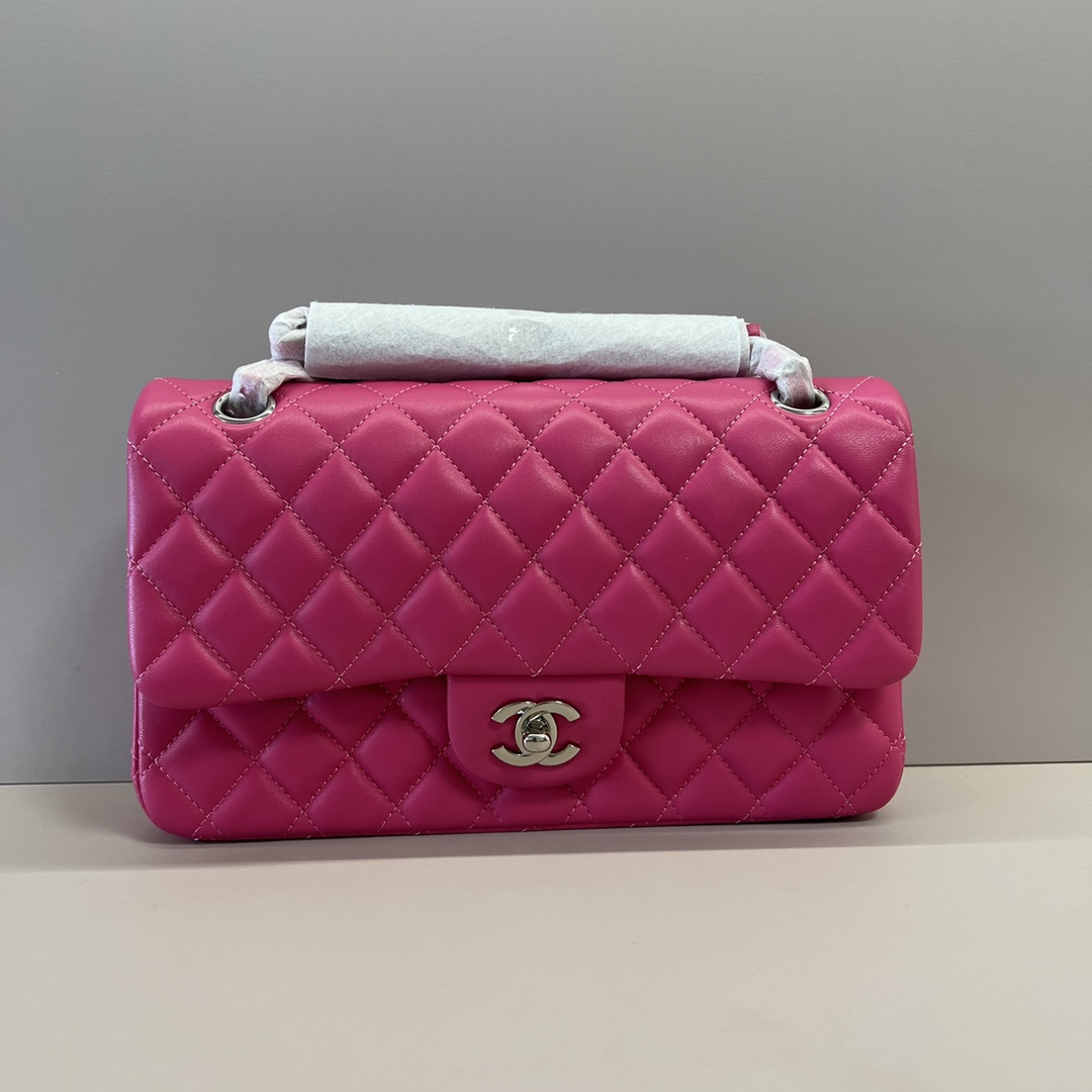 シャネル クラシックフラップ 2.55 ラムスキン チェーンショルダーバッグ 25cm ローズピンク シルバー金具 詳細画像 1