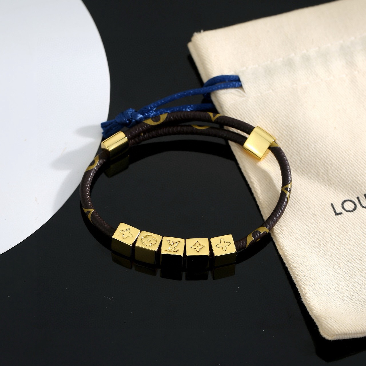 ルイ・ヴィトン LV Circle リバーシブル ブレスレット モノグラムキャンバス ブラウン ゴールド 詳細画像 3